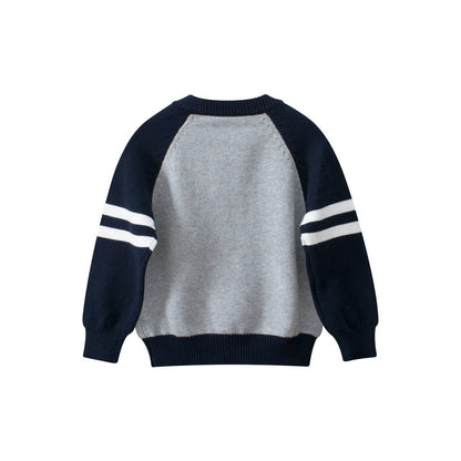 MyKids-USA® European and American Style Boys’ Outerwear: Striped Long Sleeves Single Breasted Knitted Coat for Children