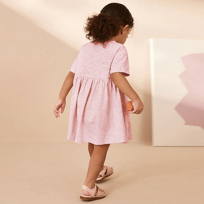 MyKids-USA® Sequin Butterfly Pattern Short Sleeves Pink Dress for Stylish Girls