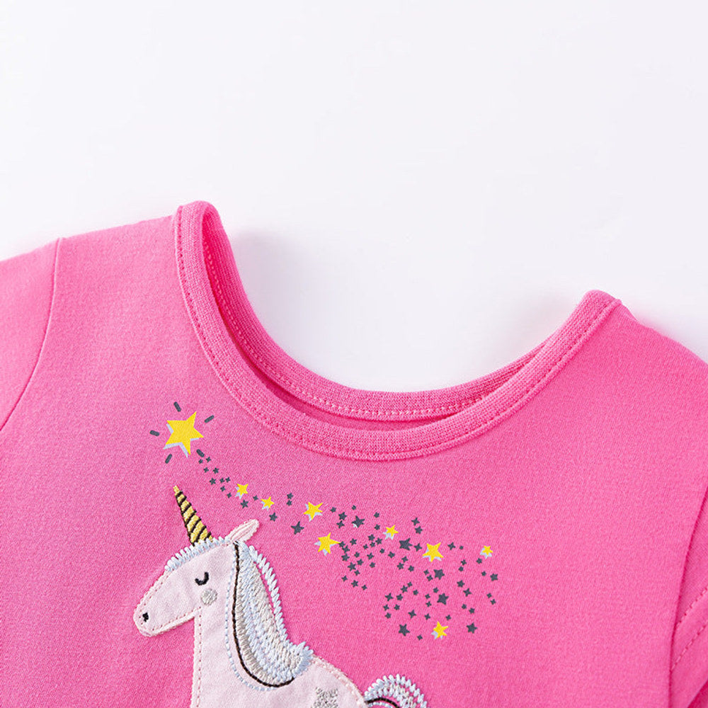 MyKids-USA® Pure Cotton Cartoon Unicorn Pattern Sleeveless Dress for Stylish Girls