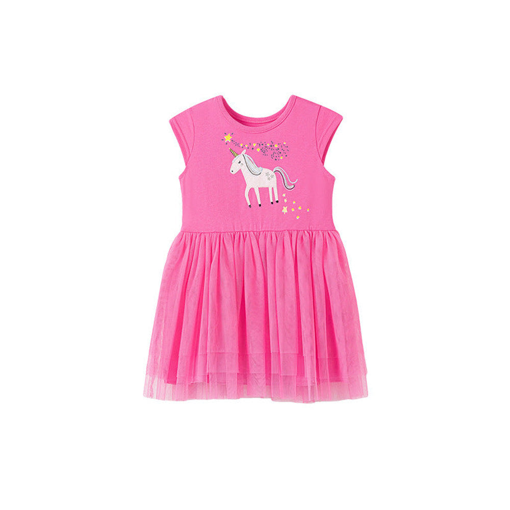 MyKids-USA® Pure Cotton Cartoon Unicorn Pattern Sleeveless Dress for Stylish Girls