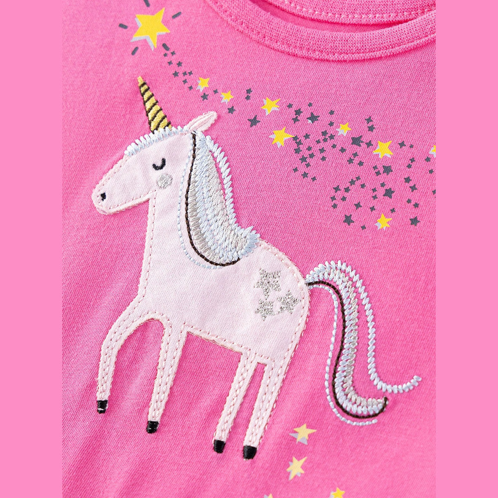 MyKids-USA® Pure Cotton Cartoon Unicorn Pattern Sleeveless Dress for Stylish Girls