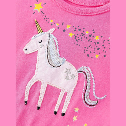 MyKids-USA® Pure Cotton Cartoon Unicorn Pattern Sleeveless Dress for Stylish Girls