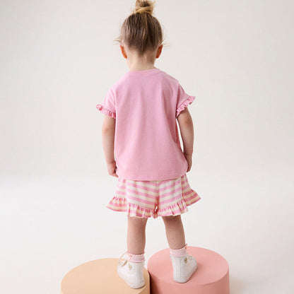 MyKids-USA® Baby Kids Cartoon Rabbit Pattern T-shirt and Striped Bloomers Clothing Set for Girls