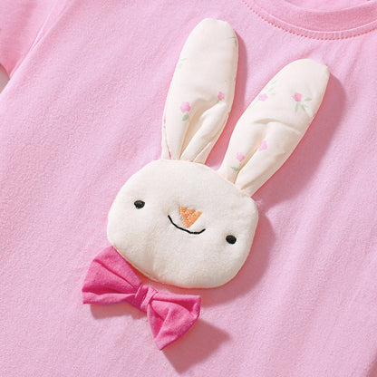 MyKids-USA® Baby Kids Cartoon Rabbit Pattern T-shirt and Striped Bloomers Clothing Set for Girls