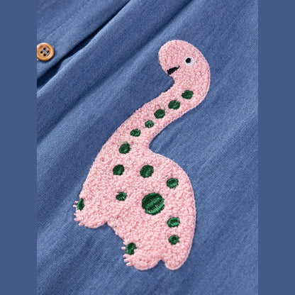 MyKids-USA® Denim Cartoon Pattern Fly Sleeves Dress for Stylish Girls