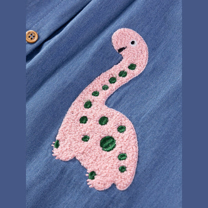 MyKids-USA® Denim Cartoon Pattern Fly Sleeves Dress for Stylish Girls