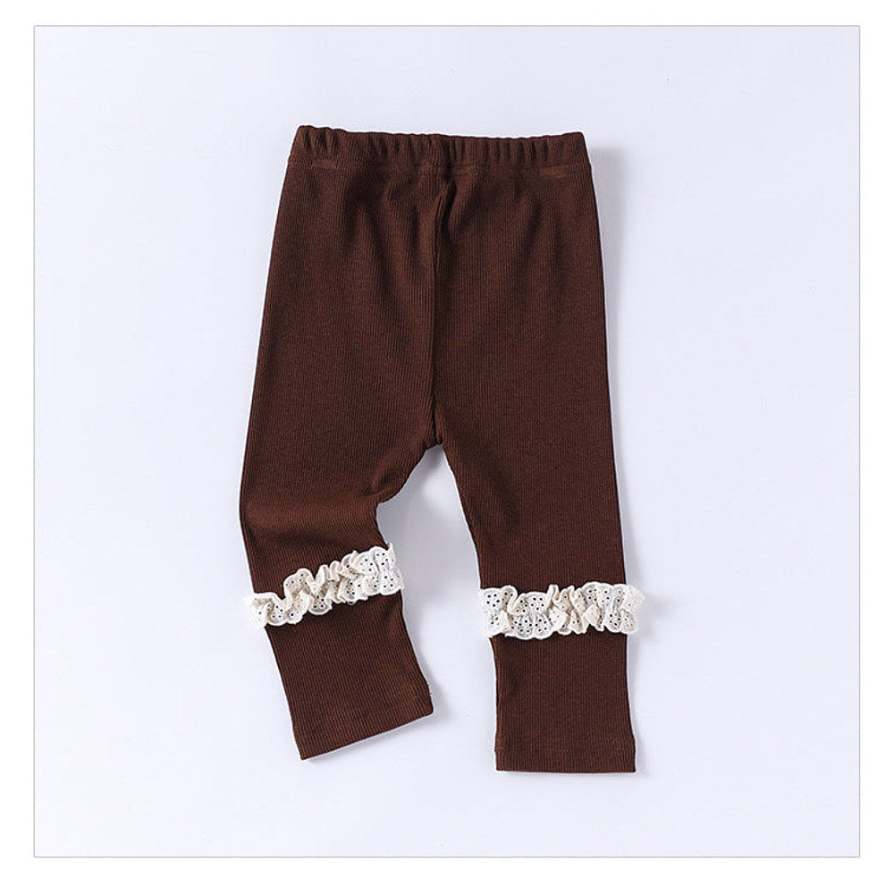 MyKids-USA® Children’s Lace Trim Attached Breathable Pants for Girls – Home Trousers
