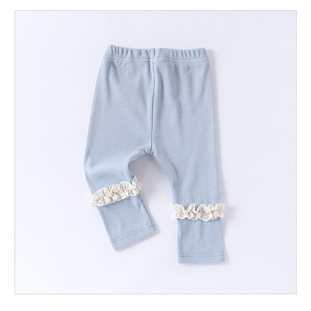 MyKids-USA® Children’s Lace Trim Attached Breathable Pants for Girls – Home Trousers
