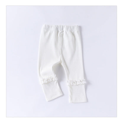 MyKids-USA® Children’s Lace Trim Attached Breathable Pants for Girls – Home Trousers