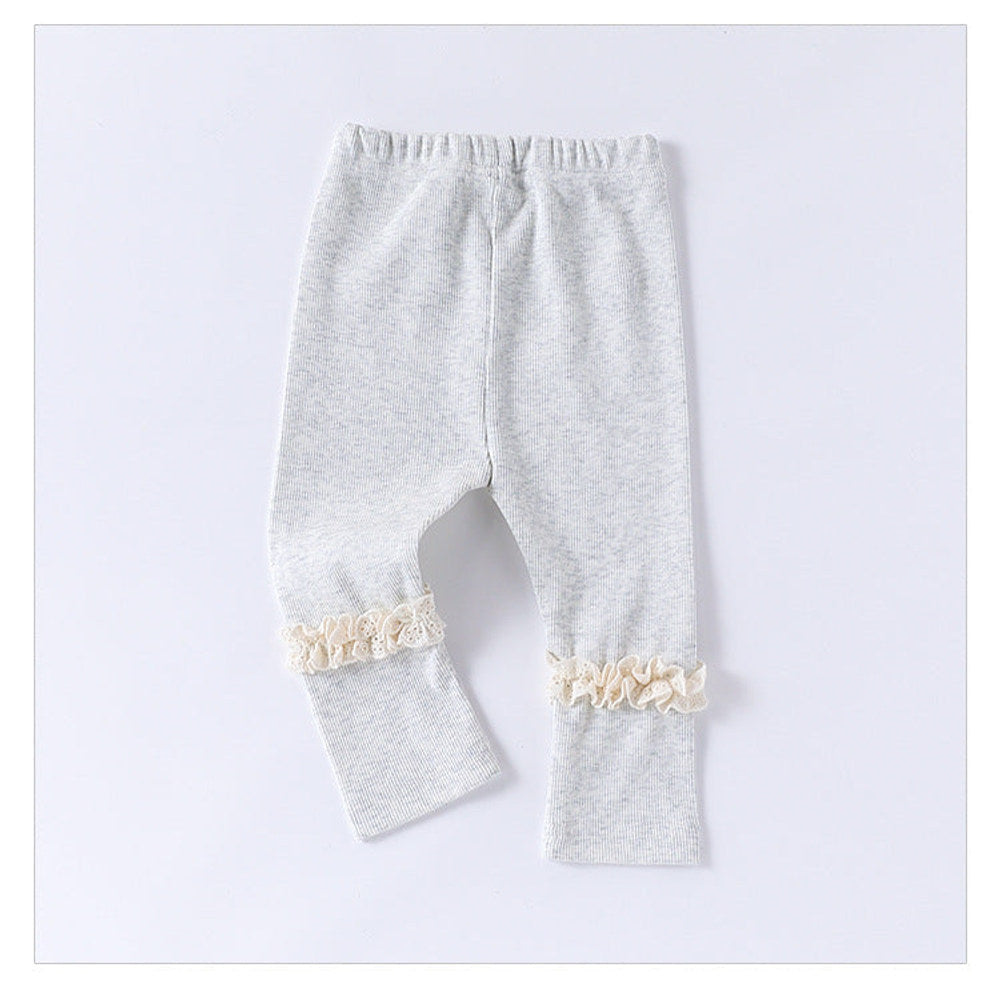 MyKids-USA® Children’s Lace Trim Attached Breathable Pants for Girls – Home Trousers