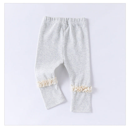 MyKids-USA® Children’s Lace Trim Attached Breathable Pants for Girls – Home Trousers
