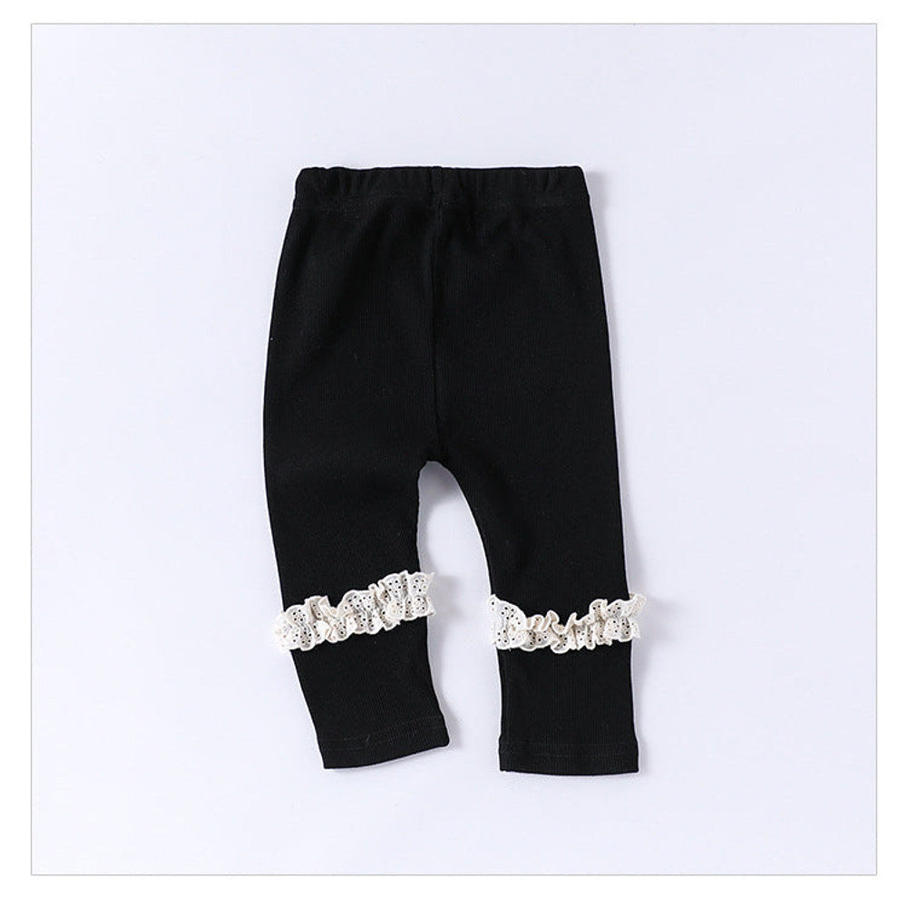 MyKids-USA® Children’s Lace Trim Attached Breathable Pants for Girls – Home Trousers