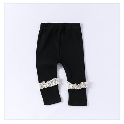 MyKids-USA® Children’s Lace Trim Attached Breathable Pants for Girls – Home Trousers