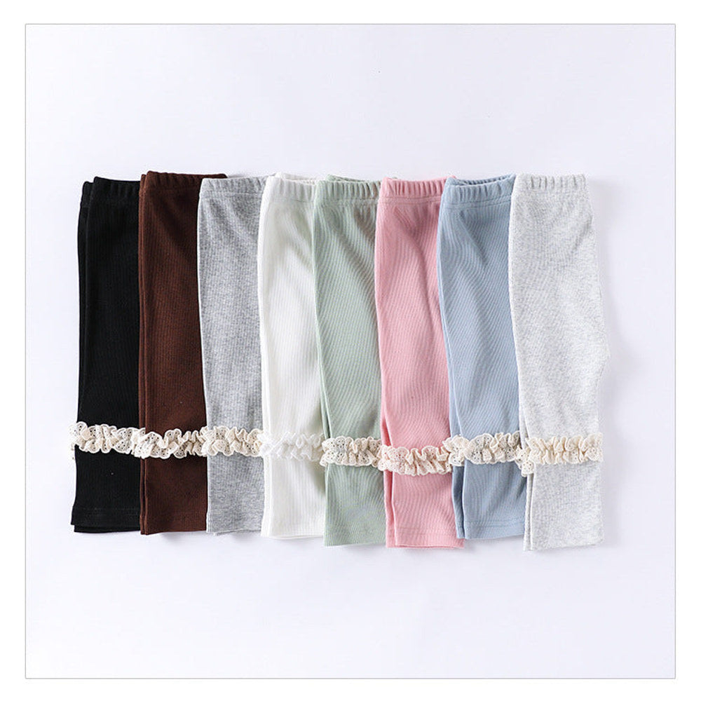 MyKids-USA® Children’s Lace Trim Attached Breathable Pants for Girls – Home Trousers