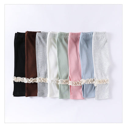 MyKids-USA® Children’s Lace Trim Attached Breathable Pants for Girls – Home Trousers