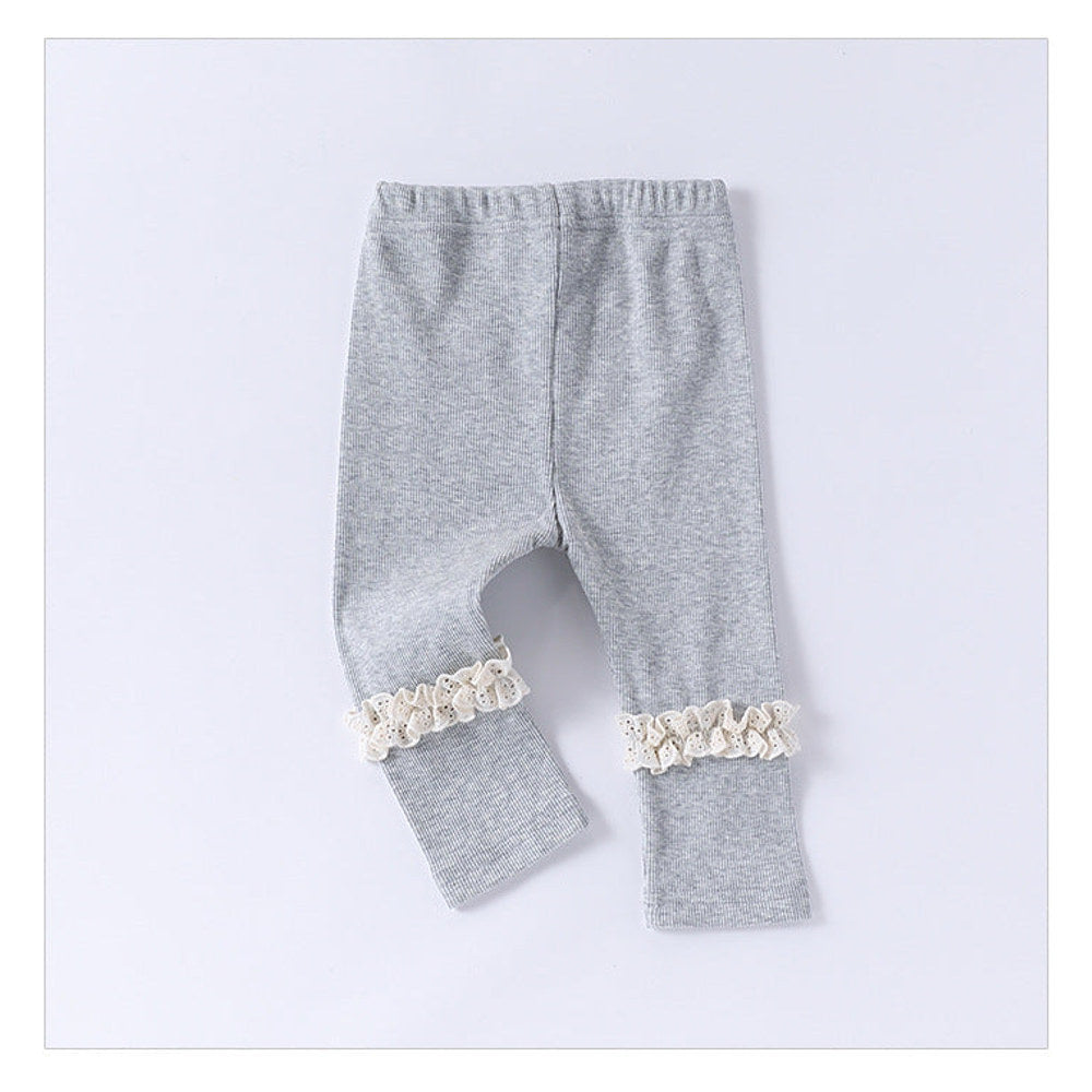 MyKids-USA® Children’s Lace Trim Attached Breathable Pants for Girls – Home Trousers