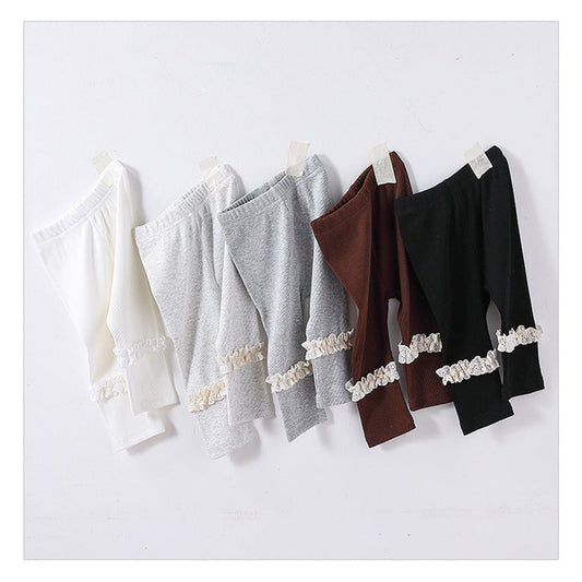 MyKids-USA® Children’s Lace Trim Attached Breathable Pants for Girls – Home Trousers