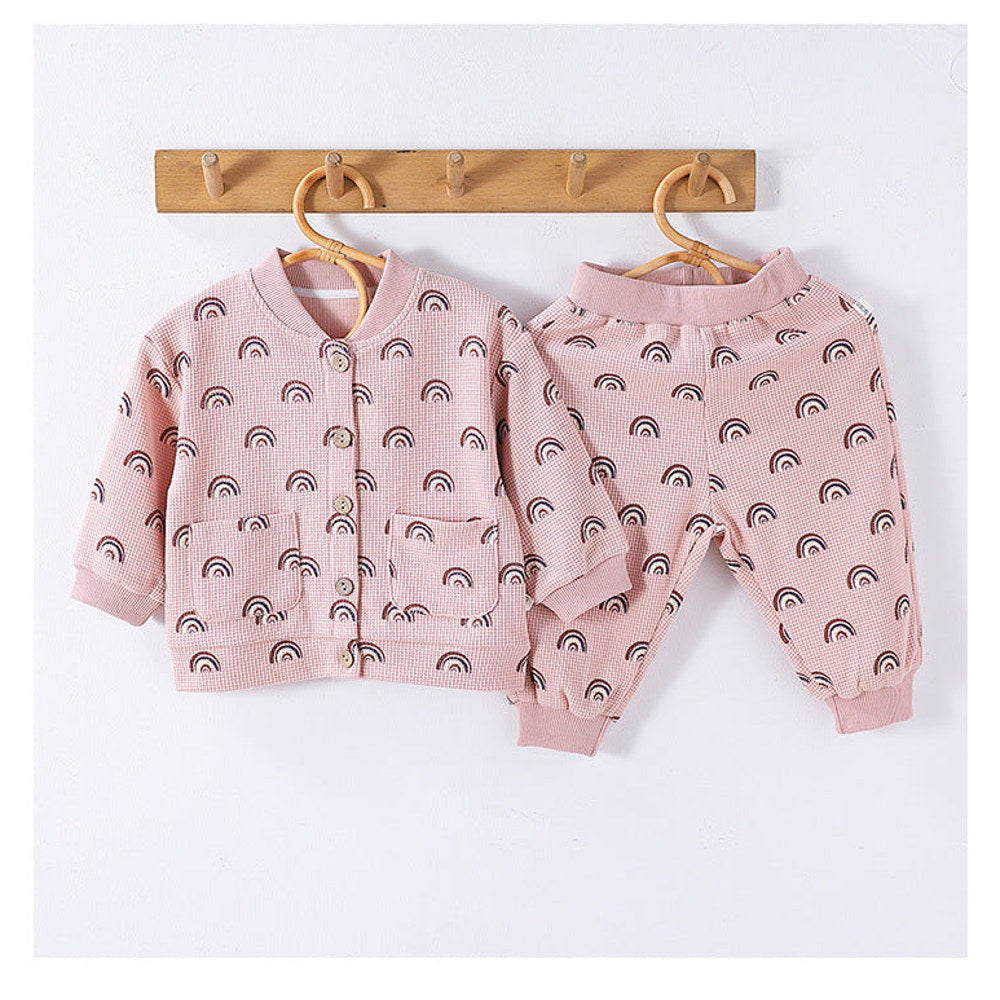 MyKids-USA® Baby Kids Unisex Long Sleeves Simple Print Top and Long Trousers Clothing Set