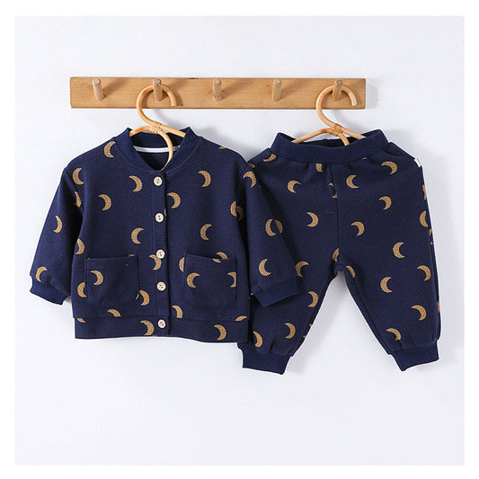 MyKids-USA® Baby Kids Unisex Long Sleeves Simple Print Top and Long Trousers Clothing Set