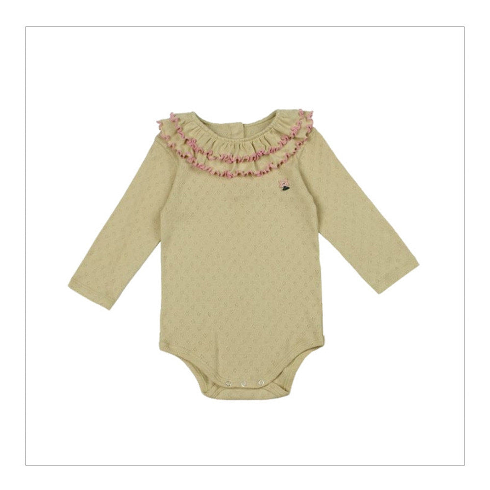 MyKids-USA® Baby Girls Long Sleeves Ruffle Design bodysuit Bodysuits with Simple Embroidery
