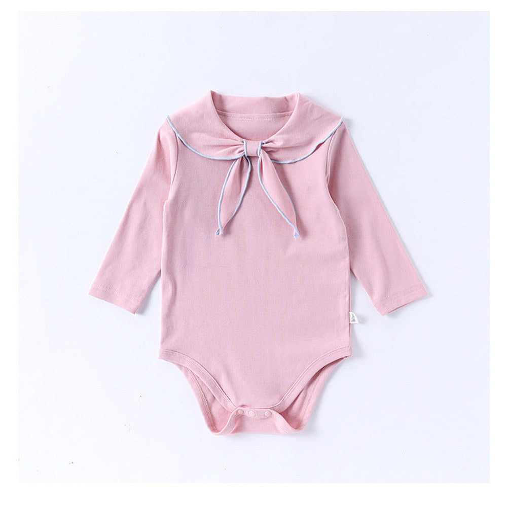 MyKids-USA® Baby Girls Long Sleeves Navy Collar bodysuit Bodysuits
