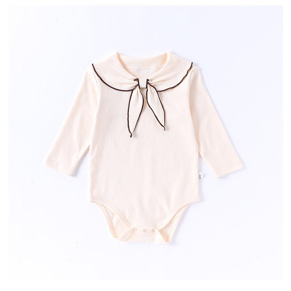 MyKids-USA® Baby Girls Long Sleeves Navy Collar bodysuit Bodysuits