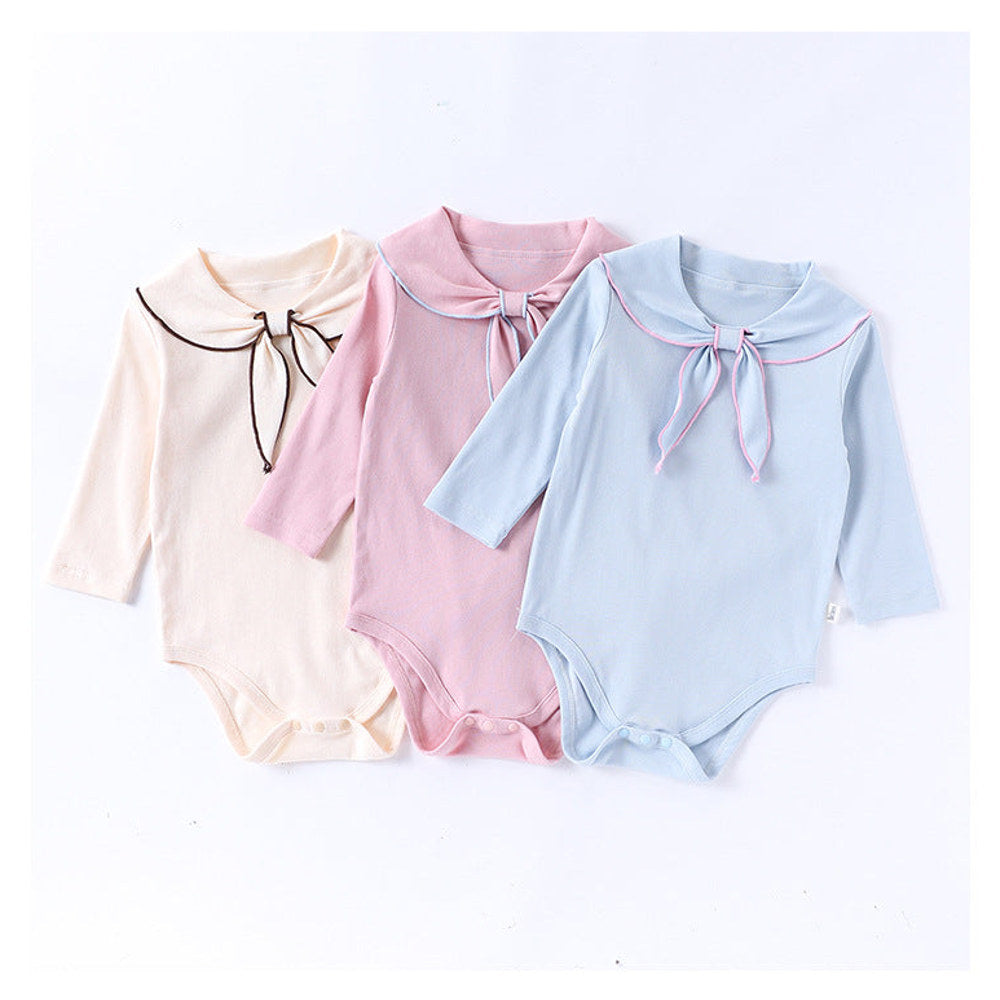 MyKids-USA® Baby Girls Long Sleeves Navy Collar bodysuit Bodysuits