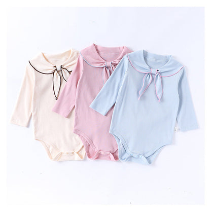 MyKids-USA® Baby Girls Long Sleeves Navy Collar bodysuit Bodysuits