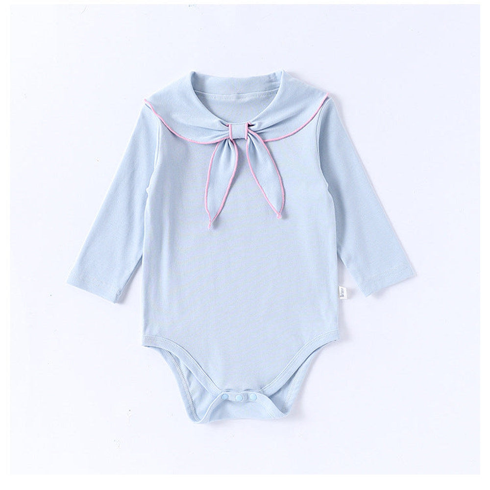 MyKids-USA® Baby Girls Long Sleeves Navy Collar bodysuit Bodysuits