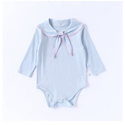 MyKids-USA® Baby Girls Long Sleeves Navy Collar bodysuit Bodysuits