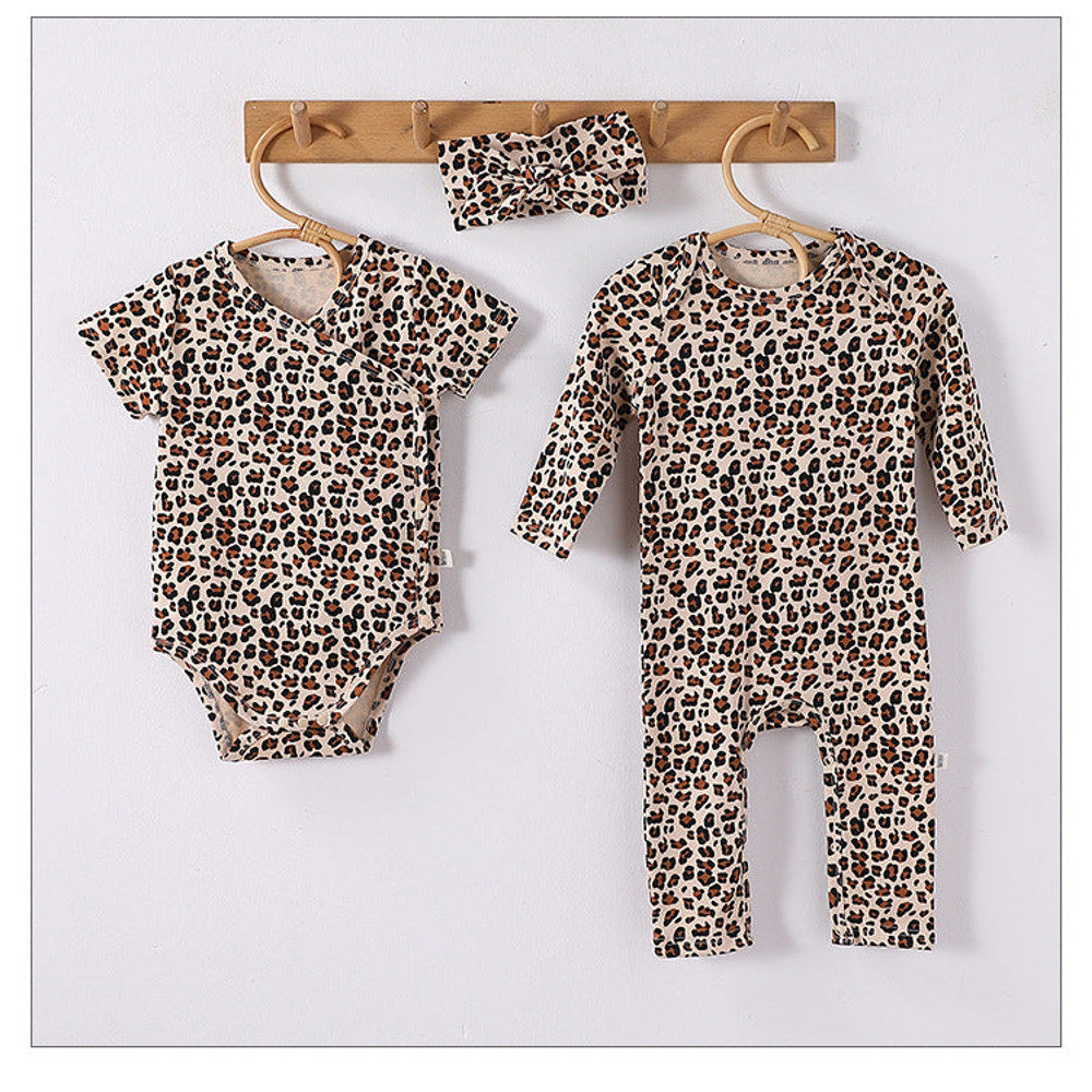 MyKids-USA® Baby Unisex Long Sleeves Leopard Pattern Rompers and bodysuit