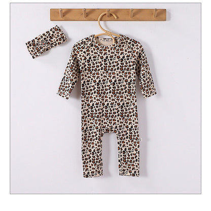 MyKids-USA® Baby Unisex Long Sleeves Leopard Pattern Rompers and bodysuit