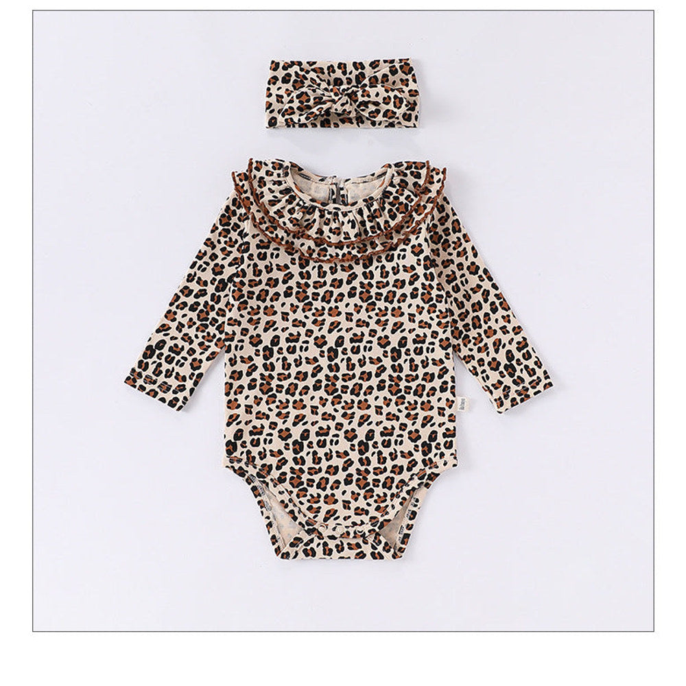 MyKids-USA® Baby Unisex Long Sleeves Leopard Pattern Rompers and bodysuit