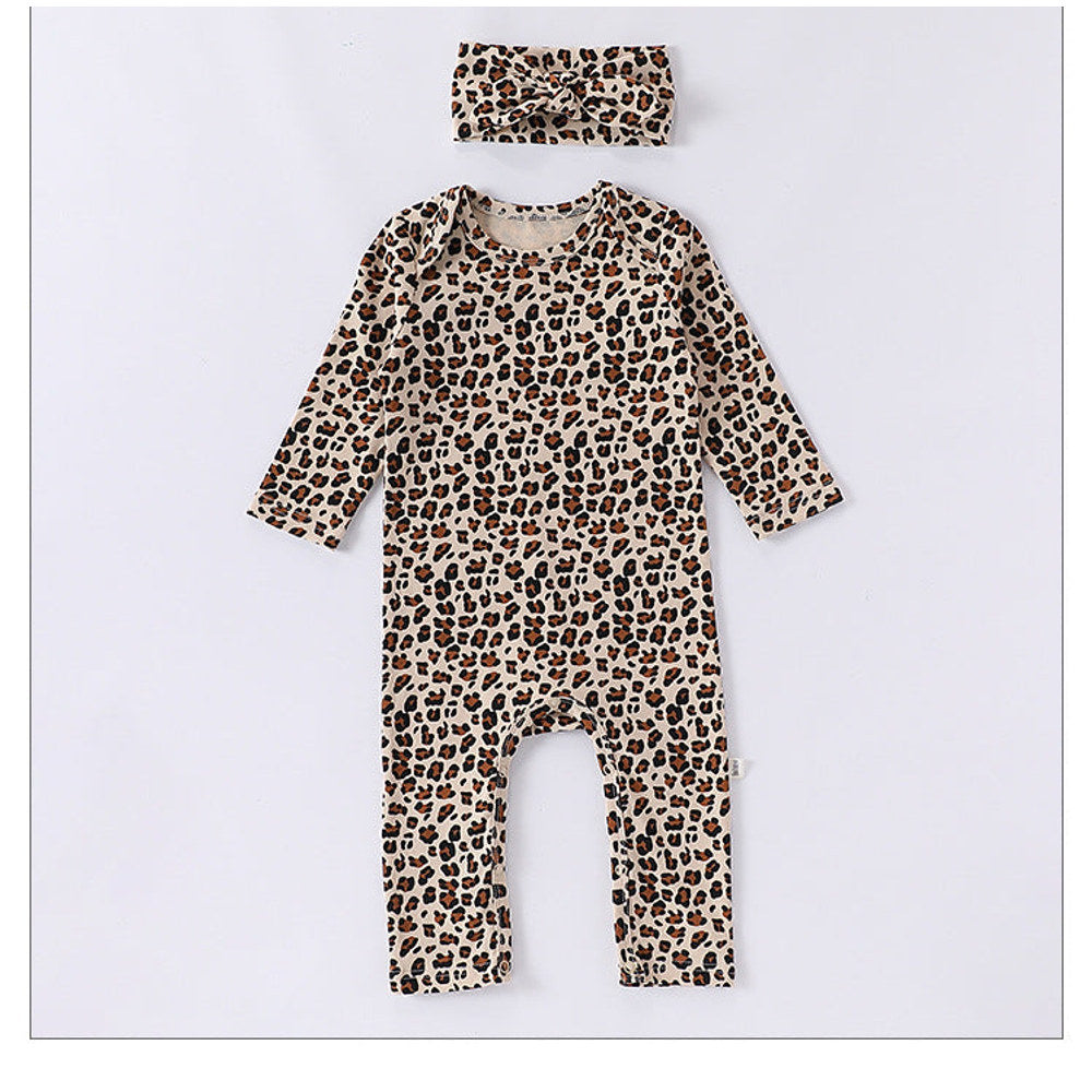 MyKids-USA® Baby Unisex Long Sleeves Leopard Pattern Rompers and bodysuit