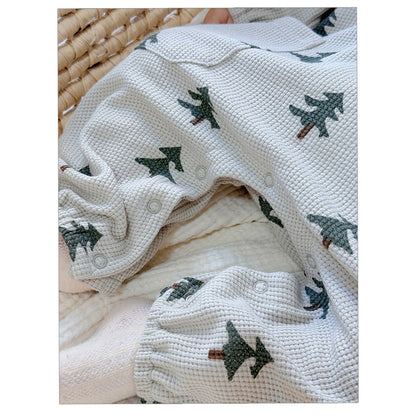 MyKids-USA® Baby Unisex Long Sleeves Waffle Grid and Simple Pattern Rompers