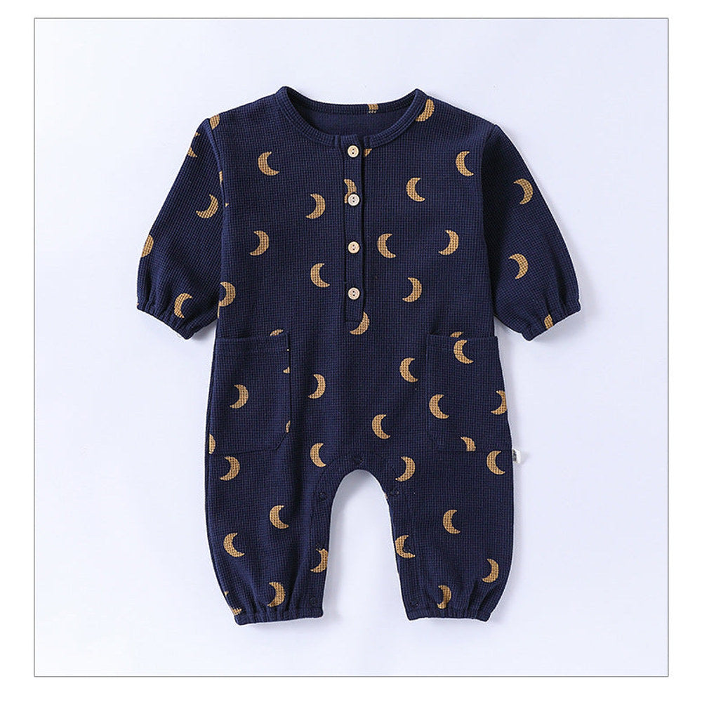MyKids-USA® Baby Unisex Long Sleeves Waffle Grid and Simple Pattern Rompers