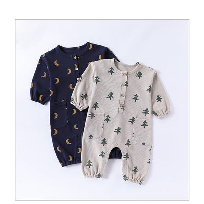 MyKids-USA® Baby Unisex Long Sleeves Waffle Grid and Simple Pattern Rompers