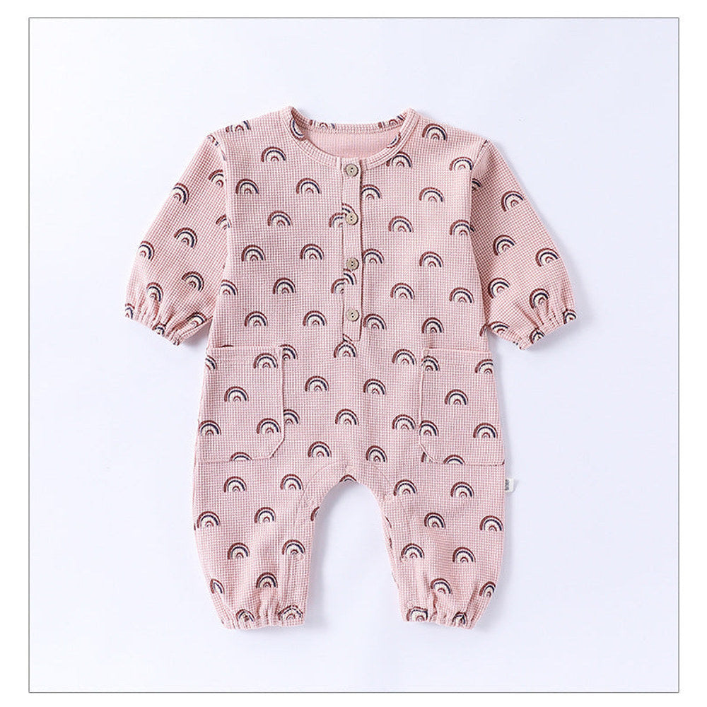 MyKids-USA® Baby Unisex Long Sleeves Waffle Grid and Simple Pattern Rompers