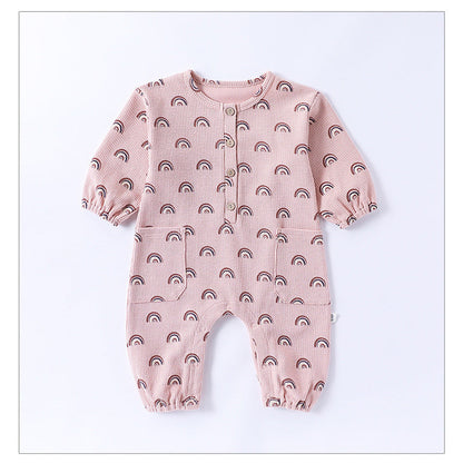 MyKids-USA® Baby Unisex Long Sleeves Waffle Grid and Simple Pattern Rompers