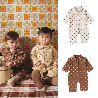 MyKids-USA® Baby Unisex Long Sleeves Simple Heart Pattern Rompers