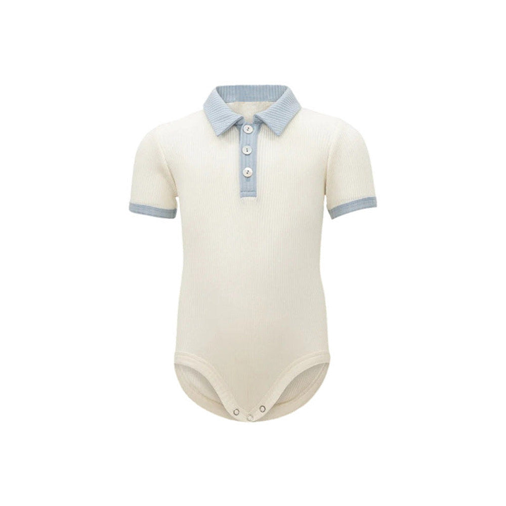 MyKids-USA® Baby Unisex Long Sleeves Polo Design bodysuit Bodysuits