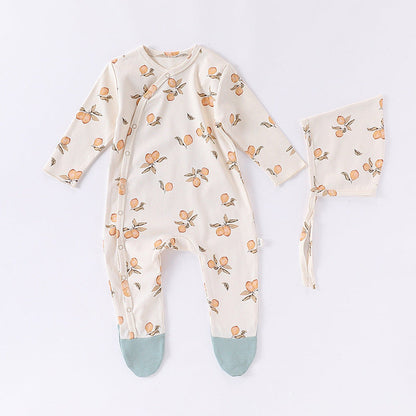 MyKids-USA® Baby Unisex Long Sleeves Cartoon Fruits Pattern Pajamas Rompers