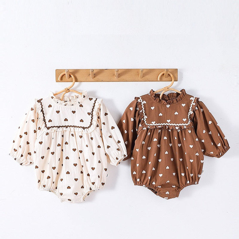 MyKids-USA® Baby Girls Long Sleeves Simple Heart Pattern bodysuit