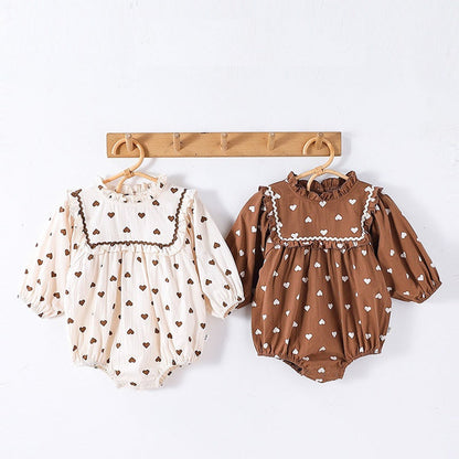 MyKids-USA® Baby Girls Long Sleeves Simple Heart Pattern bodysuit