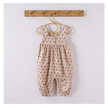 MyKids-USA® Girls Long Sleeves Solid Color Top Shirt and Sleeveless Polka Dots Pattern Overalls Clothing Set