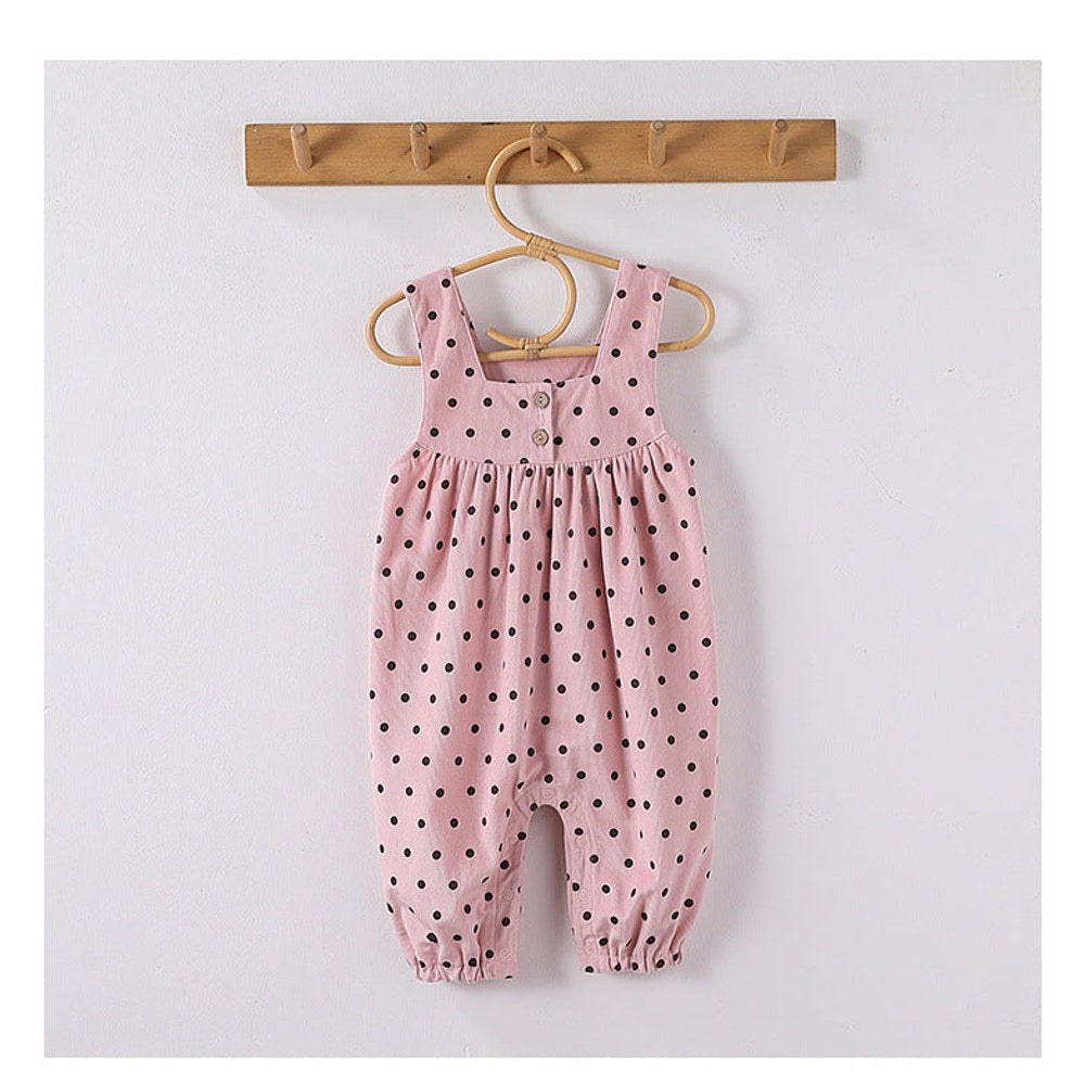 MyKids-USA® Girls Long Sleeves Solid Color Top Shirt and Sleeveless Polka Dots Pattern Overalls Clothing Set