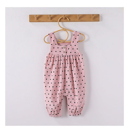 MyKids-USA® Girls Long Sleeves Solid Color Top Shirt and Sleeveless Polka Dots Pattern Overalls Clothing Set