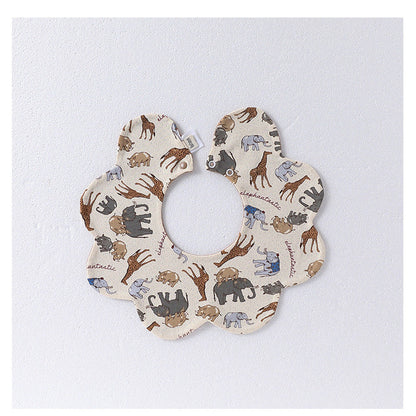 MyKids-USA® Adorable Simple Pattern Cotton Snap-on Flowers Shaped Bib