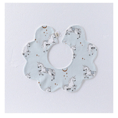 MyKids-USA® Adorable Simple Pattern Cotton Snap-on Flowers Shaped Bib