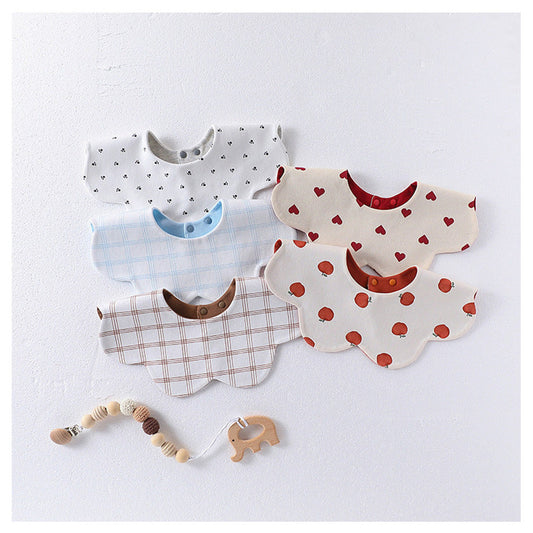 Adorable Simple Pattern Cotton Snap-on Flowers Shaped Bib